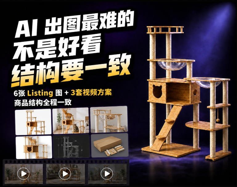 一张商品图如何高效产出6张Amazon Listing图和3套视频方案？