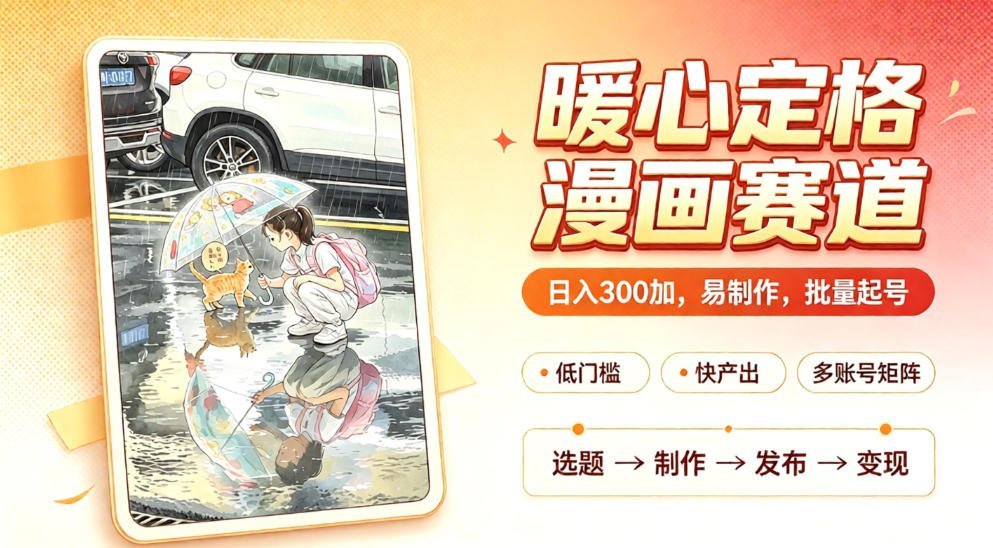 温情漫画赛道揭秘：日赚300元 轻松批量起号 超详细实操拆解