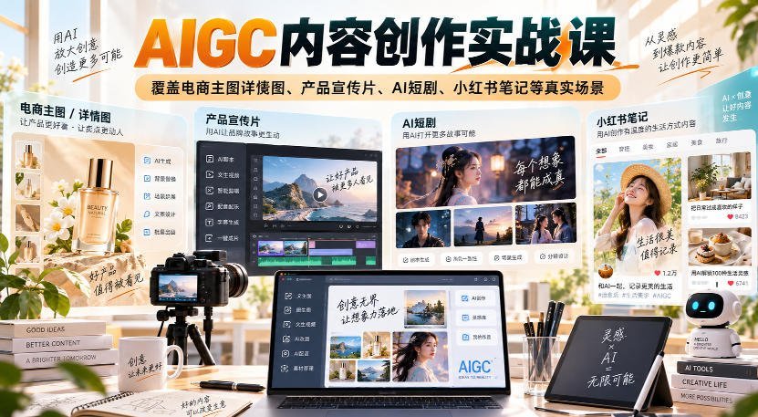 解锁AIGC内容创作：电商主图、详情页、宣传片、AI短剧