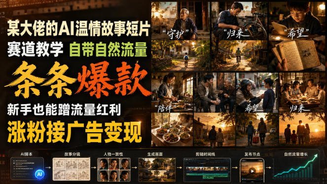 AI大佬温情短片教学：零基础也能条条爆款，轻松涨粉变现！