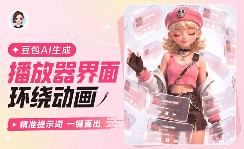 豆包教程｜轻松打造人物环绕旋转的UI播放界面动态视频