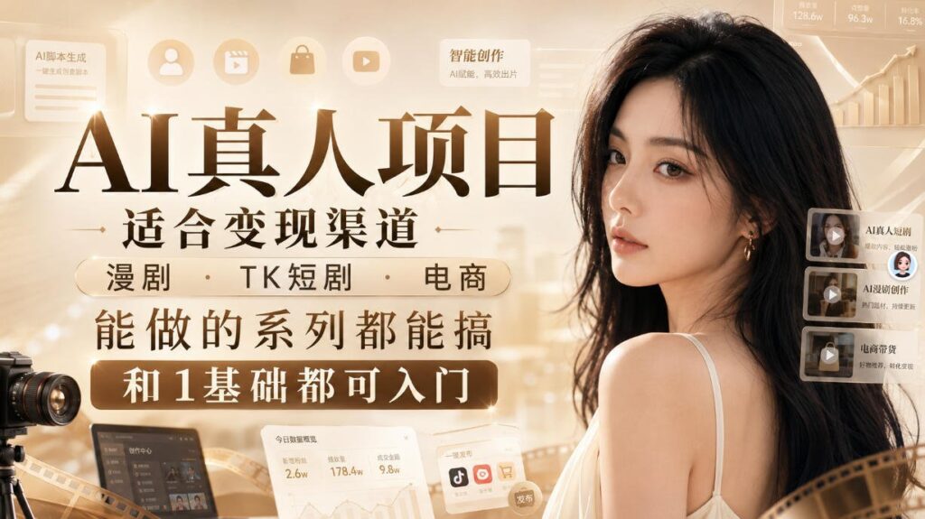 AI真人项目全攻略：漫剧、TK短剧、电商多赛道变现