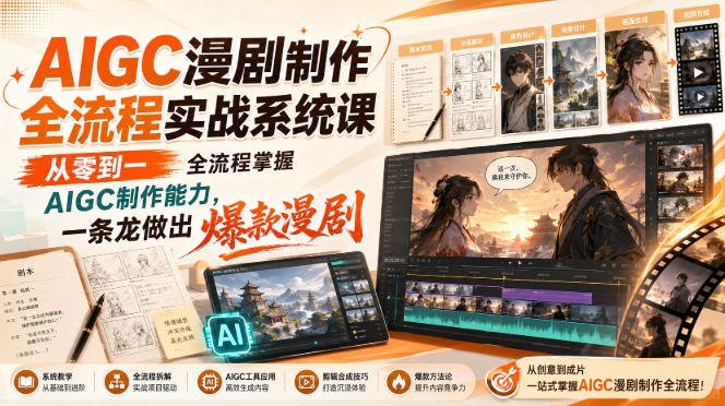 零基础玩转AIGC漫剧，全流程实战带你从入门到爆款一条龙！