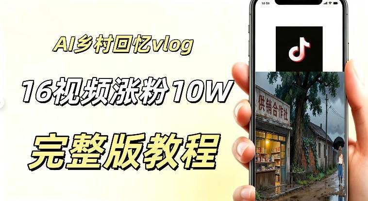 AI打造乡村童年回忆vlog，16条视频狂揽10W+粉丝，轻松变现