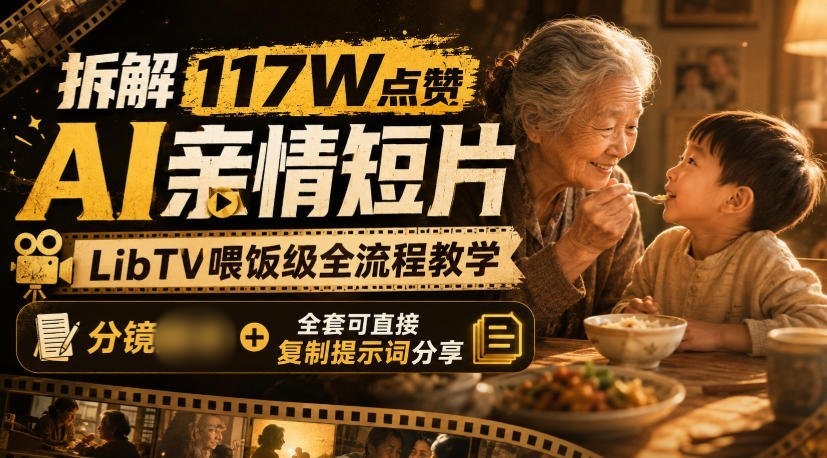 117万赞AI亲情短片！LibTV保姆级教学，分镜软件+提示词一键复制