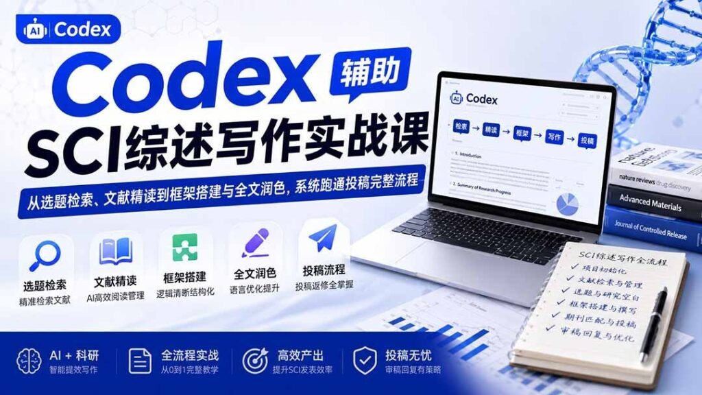 Codex实战训练营：从选题到投稿，一站式搞定SCI综述全流程
