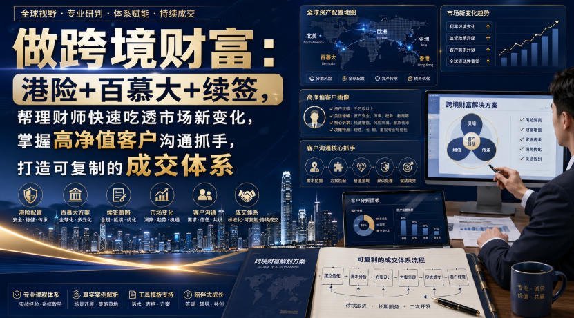 跨境财富新蓝海：港险+百慕大+续签 锁定高净值客户的实战成交系统