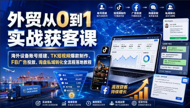 外贸小白逆袭指南：从0到1实战获客，海外设备搭建